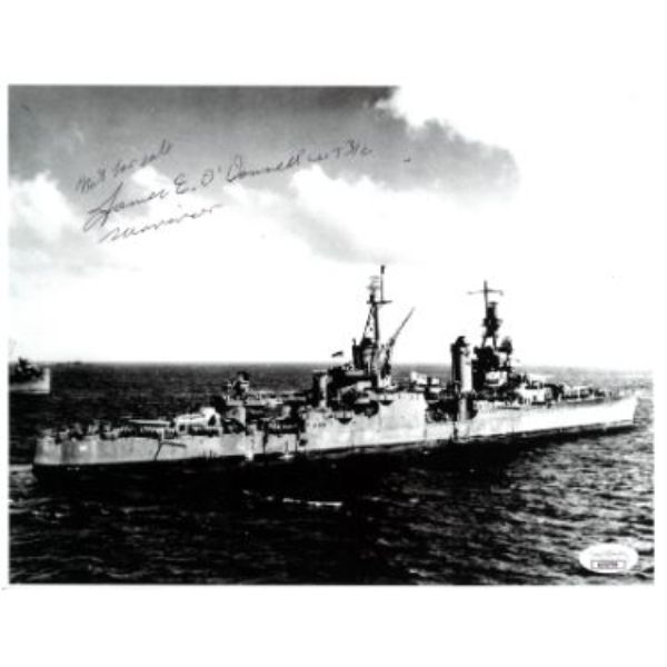 CTBL-034284 8.5 x 11 in. James E O Donnell Signed WWII Vintage B & W Photo - JSA No.AC92700 Survivor & USS Indianapolis 1945 -  RDB Holdings & Consulting, CTBL_034284