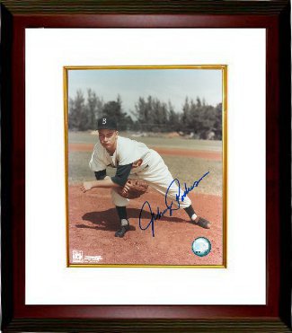 CTBL-MW12908 Johnny Podres Signed Brooklyn Dodgers Pitching Photo Custom Framed - Deceased - 8 x 10