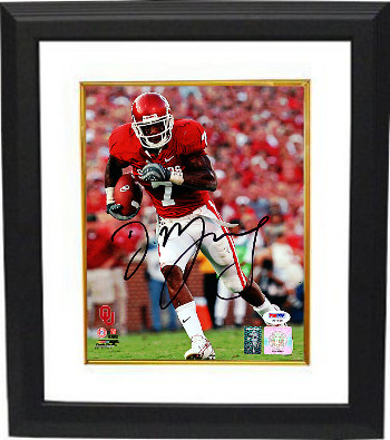 Picture of Athlon CTBL-BW19054 DeMarco Murray Signed Oklahoma Sooners 8 x 10 Photo Custom Framed with Maroon Jersey - PSA Hologram
