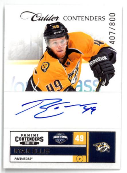 CTBL-035290 No.220 407-800 Ryan Ellis Signed 2011-2012 Panini Contenders Calder Rookie Hockey Card - Nashville Predators