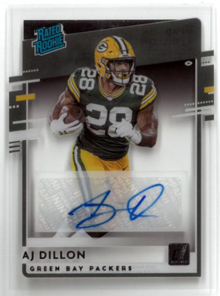 CTBL-035302 No.RR-AD AJ Dillon Signed 2020 Panini Chronicles Donruss Clearly Rated Rookie Auto Card - Green Bay Packers