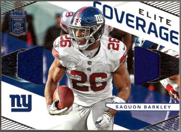 CTBL-035308 No.EC-16 Saquon Barkley 2019 Panini Donruss Elite Coverage Player Worn Material Card - New York Giants