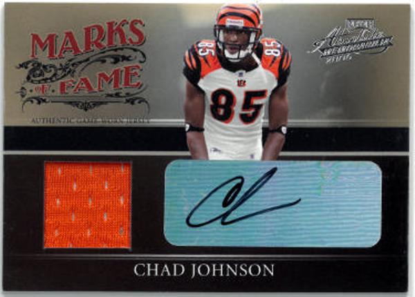CTBL-035348 No.MW-23 042-100 Chad Johnson Signed 2006 Donruss Playoff Absolute Memorabilia Auto & Game Worn Marks of Fame Card - Bengals