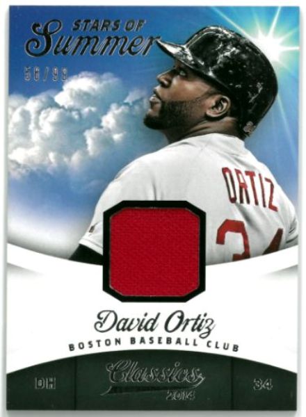 CTBL-035357 No.10 56-99 David Ortiz 2014 Panini Classics Stars of Summer Game-Used Material Card - Boston Red Sox