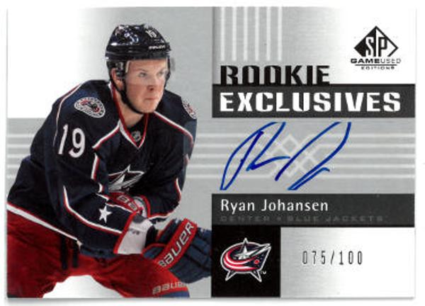 CTBL-035598 No.RE-RJ 075-100 Ryan Johansen Signed 2011-2012 SP Game Used NHL Rookie Exclusives Card - Columbus Blue Jackets