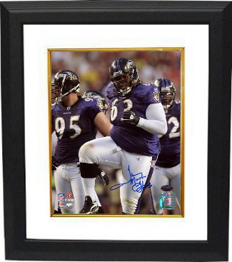 CTBL-BW11033 Terrence Cody Signed Baltimore Ravens 8 x 10 Photo Custom Framed Mount- Tri-Star Hologram