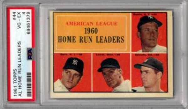CTBL-035612 No.44-PSA 1961 Topps AL Home Run Graded 4 VG-EX Leaders Card - Roger Maris & Mickey Mantle -  RDB Holdings & Consulting, CTBL_035612