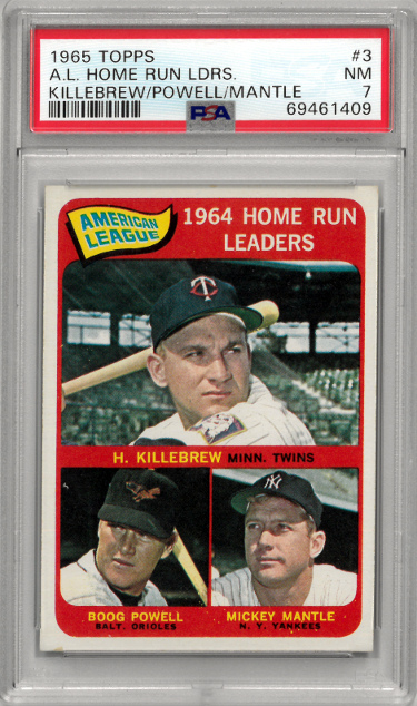 CTBL-035622 No.3-PSA 1965 Topps Al Home Run Graded 7 Nm Leaders Card - Mickey Mantle & Harmon Killebrewith Boog Powell -  RDB Holdings & Consulting, CTBL_035622