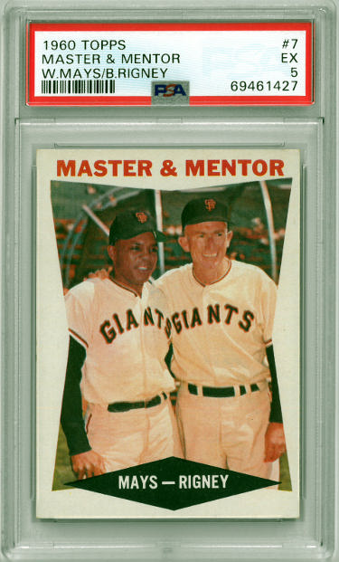 CTBL-035646 No.7-PSA 1960 Topps Master & Mentor Graded 5 EX Baseball Card - Willie Mays Bill Rigney & San Francisco Giants