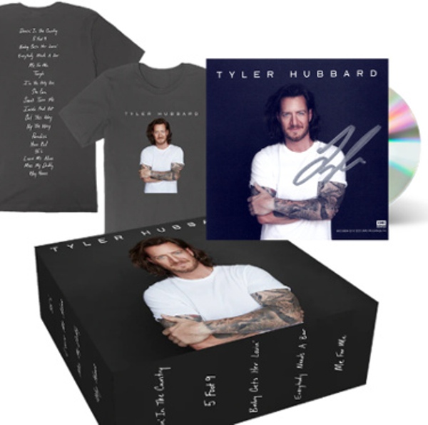 CTBL-035437 4 x 4 in. Tyler Hubbard Signed 2023 Art Card, Debut Album, CD & T-Shirt Box Set -  RDB Holdings & Consulting, CTBL_035437