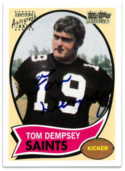CTBL-035442 No.140 Tom Dempsey Signed 2001 Topps Archives Legends Certified on Card Auto - New Orleans Saints