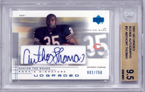 CTBL-035466 No.57 Anthony Thomas Signed 2001 Upper Deck Rookie Autographs Card - Beckett & Bgs Graded 9.5 Gem Mint - Chicago Bears