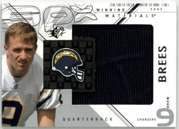 CTBL-035528 No.WM-DW Drew Brees 2002 Upper Deck Spx Winning Materials Jumbo Game Worn Patch Card - San Diego Chargers