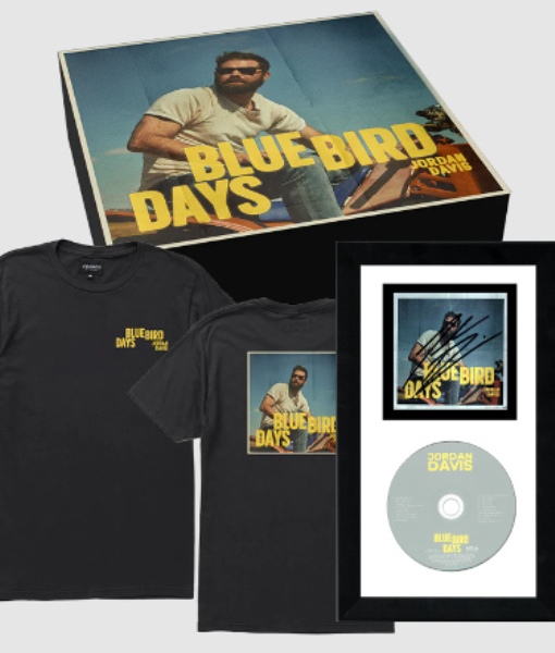 Picture of RDB Holdings & Consulting CTBL-F35552 4 x 4 in. 2023 Jordan Davis Signed Bluebird Days Photo Art Card&#44; CD Box Set with Custom Framing Coa Seager - Black T-Shirt Edition