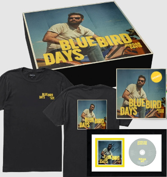 Picture of RDB Holdings & Consulting CTBL-F35553 4 x 4 in. Jordan Davis Signed 2023 Bluebird Days Photo Art Card&#44; CD Box Set with Custom Framing Coa Seager - Black T-Shirt Edition