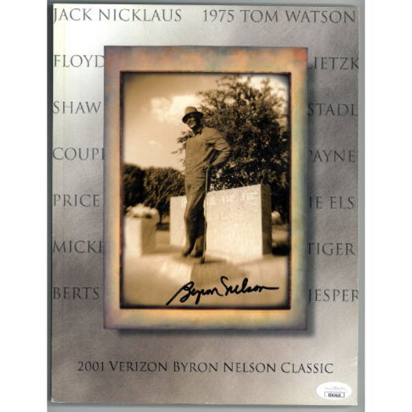 CTBL-035315 JSA No.EE63418 Byron Nelson Signed 2001 Verizon Byron Nelson Golf Classic Program