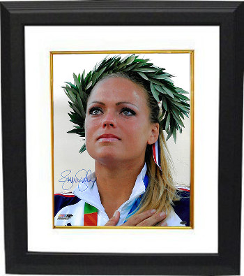 Picture of Athlon CTBL-BW18179 Jennie Finch Signed Olympic Team USA Photo with Crown Custom Framed - 2004 Olympic Ceremony - 16 x 20