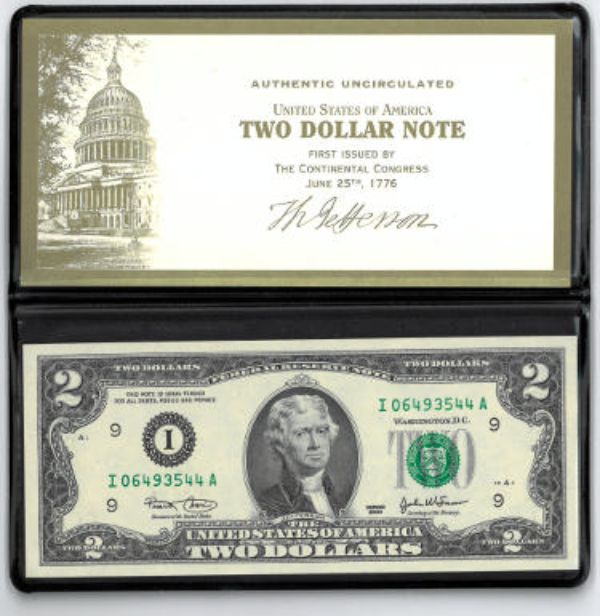 Picture of RDB Holdings & Consulting CTBL-030091 2003 Two Dollar Bill Note 06493544-Serial 2 Uncirculated Coin with Display