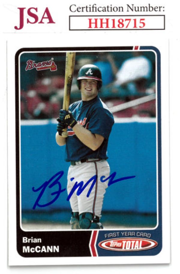CTBL-036104 Brian Mccann Signed 2003 Topps Total Baseball Rookie on Card with Auto RC No.986-JSA No.HH18715 Atlanta Braves