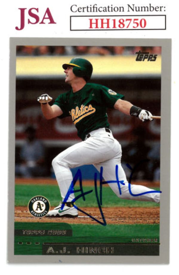 CTBL-036106 AJ A.J. Hinch Signed 2000 Topps Baseball on Card with Auto No.349-JSA No.HH18750 Oakland As