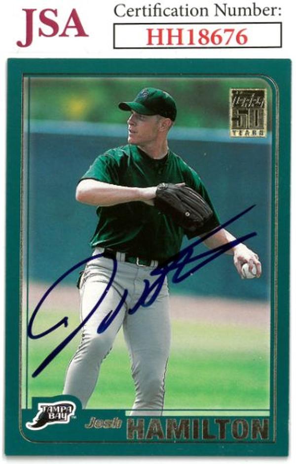 CTBL-036112 Josh Hamilton Signed 2001 Topps Traded Baseball Rookie on Card - Auto No.T172 - JSA No.HH18676 - Tampa Bay Rays
