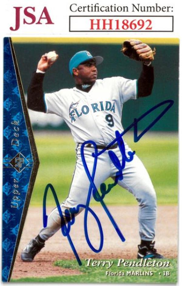 CTBL-036127 Terry Pendleton Signed 1995 Upper Deck SP Baseball on Card - Auto No.57 - JSA No.HH18692 - Florida Marlins