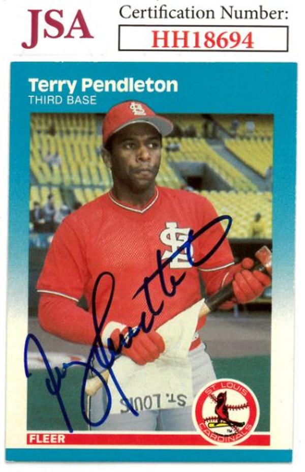 CTBL-036128 Terry Pendleton Signed 1987 Fleer Baseball on Card - Auto No.306 - JSA No.HH18694 - St. Louis Cardinals