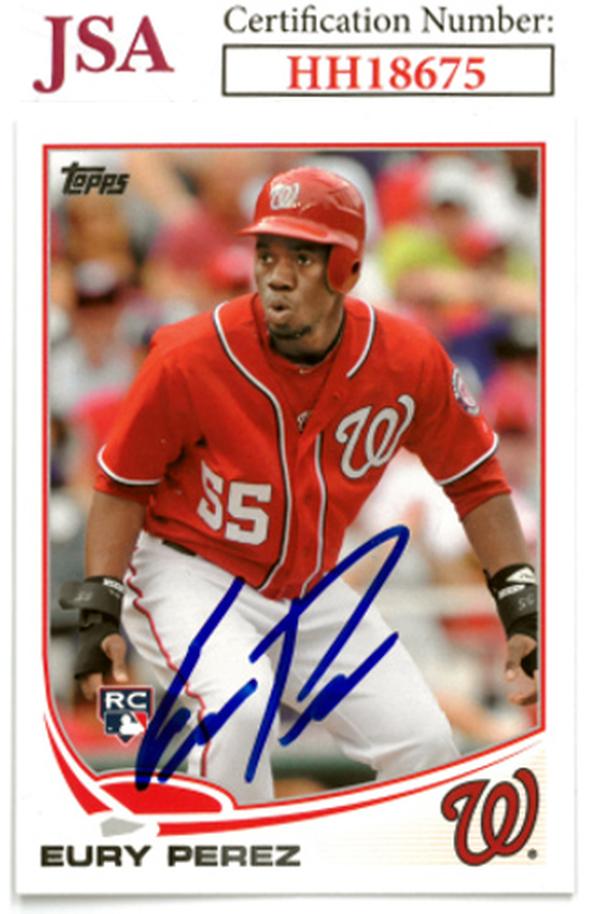 CTBL-036146 Eury Perez Signed 2013 Topps Baseball on Card - Auto No.170 - JSA No.HH18675 - Washington Nationals