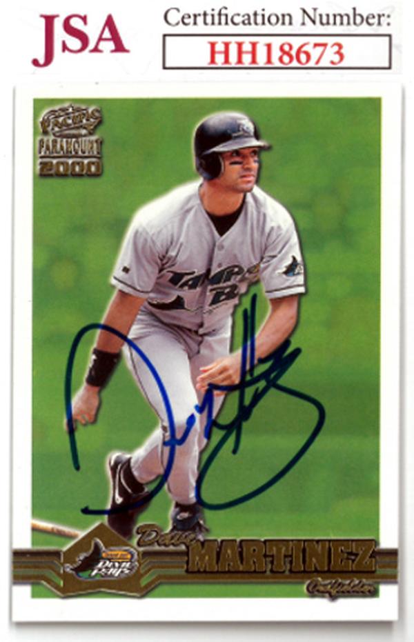 CTBL-036149 Dave Martinez Signed 2000 Pacific Paramount Baseball on Card - Auto No.230 - JSA No.HH18673 - Tampa Bay Rays