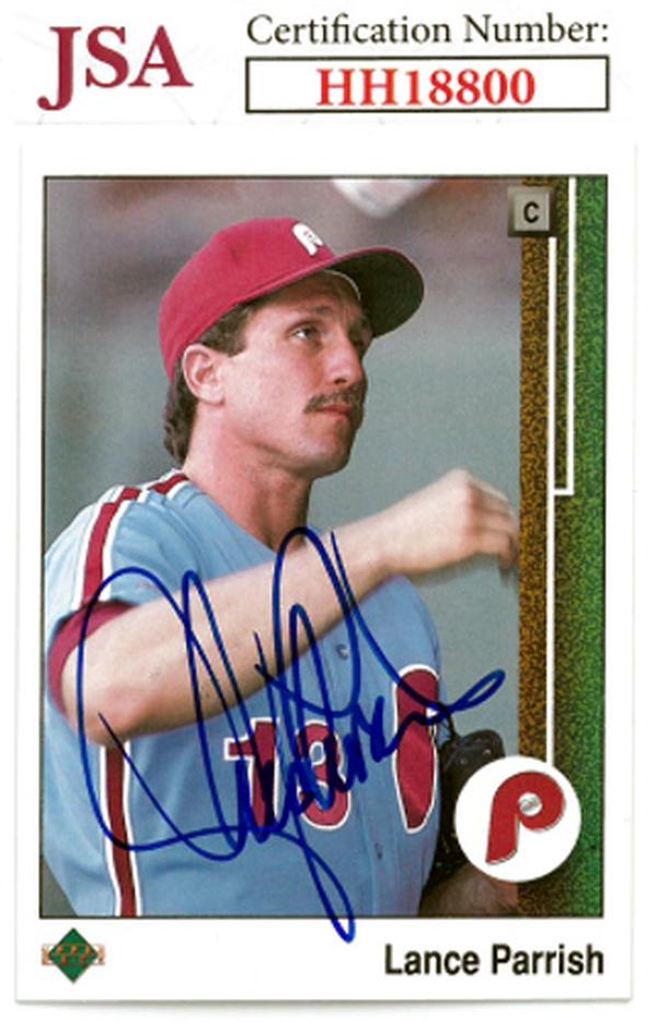 CTBL-036153 Lance Parrish Signed 1989 Upper Deck Baseball on Card - Auto No.431 - JSA No.HH18800 - Philadelphia Phillies
