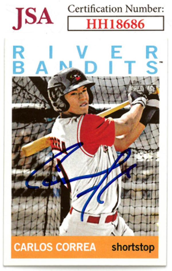 CTBL-036154 Carlos Correa Signed 2013 Topps Rookie Baseball on Card - Auto No.150 - JSA No.HH18686 - Quad City River Bandits
