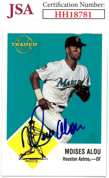 CTBL-036158 Moises Alou Signed 1998 Fleer Tradition Baseball on Card - Auto No.24 - JSA No.HH18781 - Houston Astros
