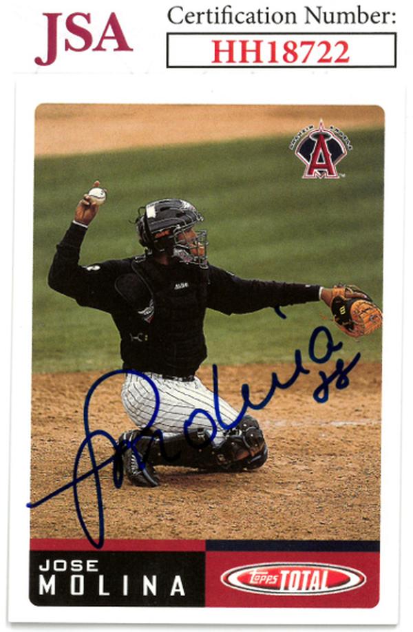 CTBL-036166 Jose Molina Signed 2002 Topps Total Baseball on Card - Auto No.428 - JSA No.HH18722 - Anaheim Angels