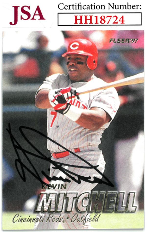CTBL-036169 Kevin Mitchell Signed 1997 Fleer Baseball on Card - Auto No.297 - JSA No.HH18724 - Cincinnati Reds