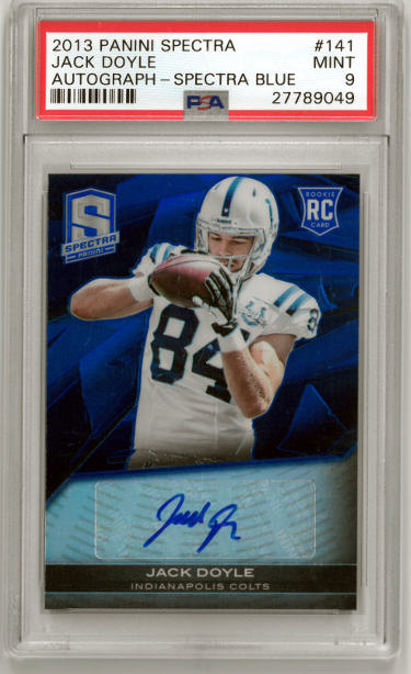 CTBL-035889 Jack Doyle Signed 2013 Panini Sprectra Blue Rookie Auto Card with RC No.141-PSA Graded 9 Mint Indianapolis Colts