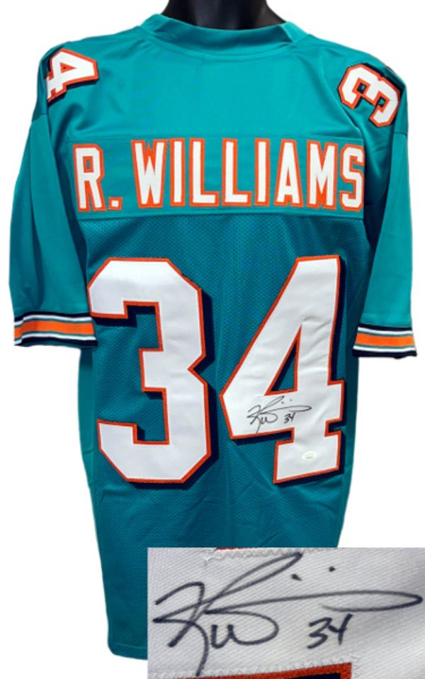 CTBL-035895 Ricky Williams Signed Miami Teal TB Custom Stitched Pro Style Football Jersey with Xl No.34-JSA Witnessed -  RDB Holdings & Consulting, CTBL_035895