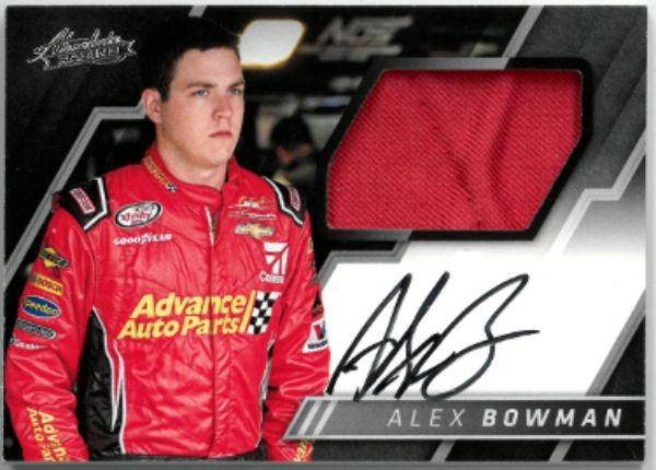CTBL-035960 Alex Bowman Signed 2017 Panini Absolute Racing NASCAR on Card with Auto & Relic No.Ams-Ab