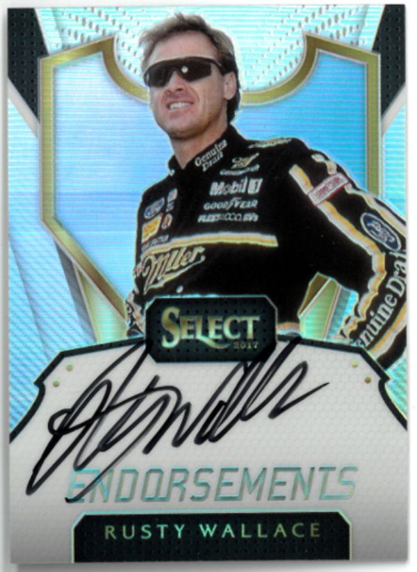 CTBL-035989 Rusty Wallace Signed 2017 Panini Select Racing Prizm Endorsements NASCAR on Card with Auto No.E-Rw