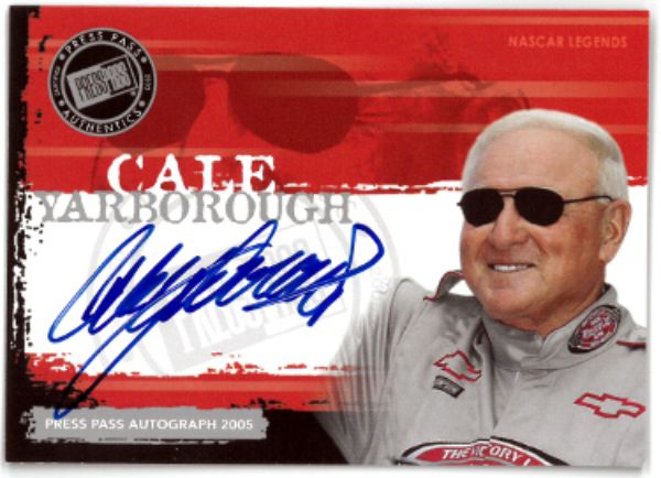 CTBL-035992 Cale Yarborough Signed 2004 Press Pass Authentics NASCAR Legends on Card with Auto