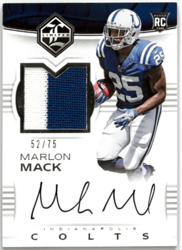 CTBL-035996 Marlon Mack Signed 2017 Panini Limited Rpa Rooke on Card with Auto & 2 Color Patch No.131-52-75 Colts & Broncos
