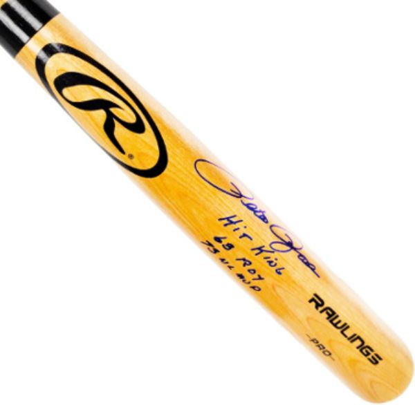 Picture of RDB Holdings & Consulting CTBL-035999 Pete Rose Signed Rawlings Blonde Pro Model Bat with Triple Insc Hit King & 63 Nl Roy & 73 Nl Mvp-JSA Witnessed Cincinnati Reds