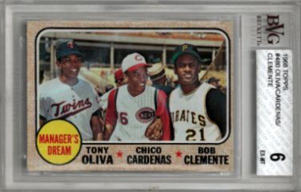 CTBL-036043 Roberto & Bob Clemente 1968 Topps Managers Dream Card with No.480-Bvg Graded 6 Ex-Mt Sub Grades for Tony Oliva & Chico Cardenas -  RDB Holdings & Consulting, CTBL_036043