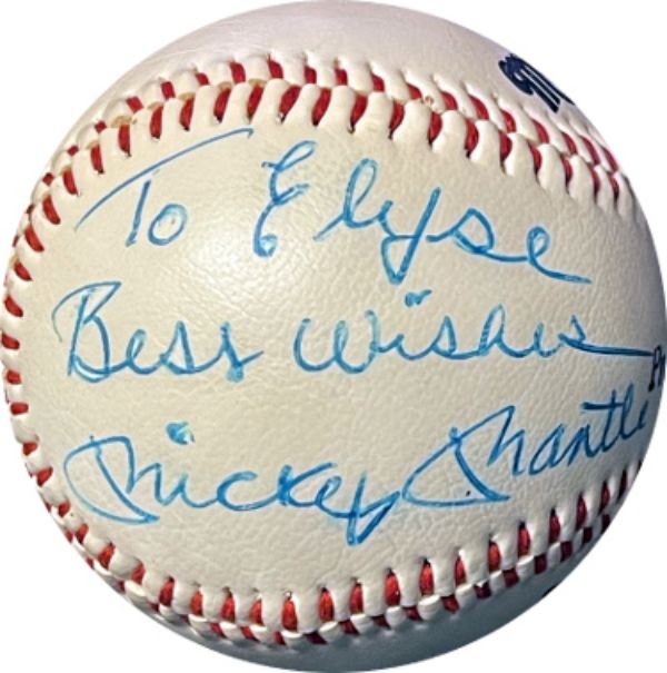 CTBL-036048 Mickey Mantle Signed Markwort S88 Practice League Baseball with Beckett Rev to Elyse & Best Wishes Ny Yankees & Hof