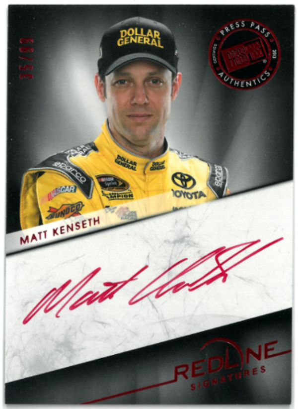 CTBL-036051 Matt Kenseth Signed 2013 Press Pass Redline Authentics NASCAR on Card with Auto No.Rs-Mk1-35 & 99