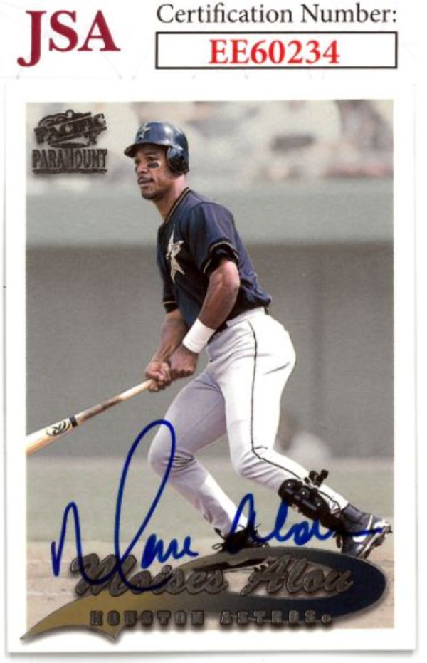 CTBL-036080 Moises Alou Signed 1999 Pacific Paramount Baseball on Card with Auto No.100-JSA No.EE60234 Houston Astros