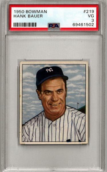 CTBL-035754 Hank Bauer 1950 Bowman Baseball Card with No.219-PSA Graded 3 VG New York Yankees