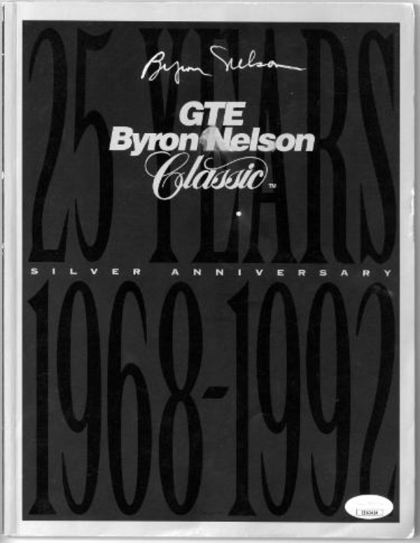 CTBL-035817 Byron Nelson Signed 1992 Gte Byron Nelson Classic Golf Silver Anniversary Program Imperfect with JSA No.EE63414