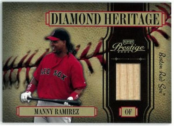 CTBL-036188 Manny Ramirez 2005 Playoff Prestige Diamond Heritage Boston Red Sox Game-Used Bat Relic Card - No.DH-7- 62-100
