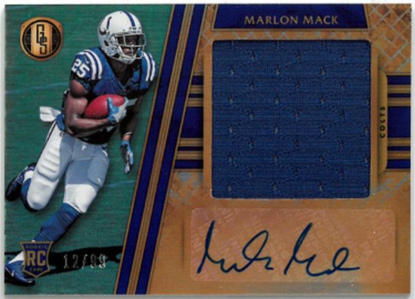 CTBL-036190 Marlon Mack Signed 2017 Panini Gold Standard Rookie Auto Patch Card RC - No.340- 12-99 - Indianapolis Colts