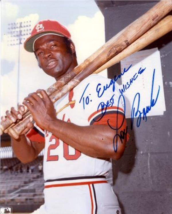 CTBL-036219 8 x 10 in. Lou Brock Signed St. Louis Cardinals MLB Photo - COA